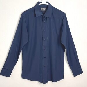 Scotch Soda Amsterdam Mens Modern Fit Dress Shirt Navy Blue Casual Semiformal